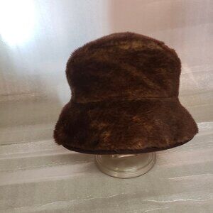 Vintage Brown Faux Fur Bucket Hat
